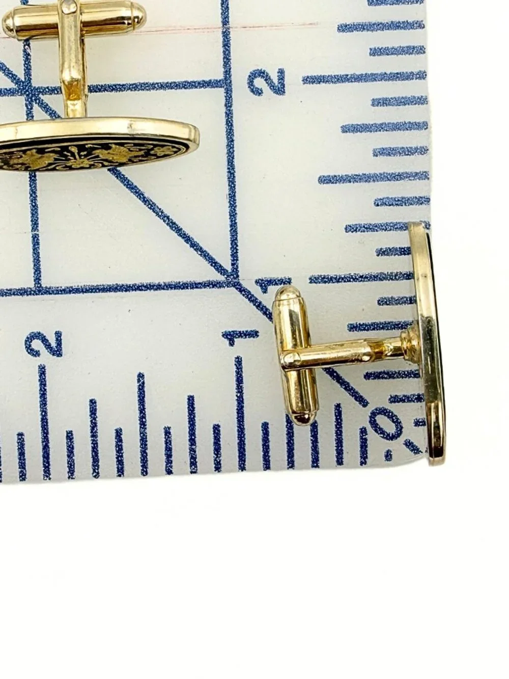 Anson Signed Damascene Toledo Vintage Elongated Gold Plated Cufflinks